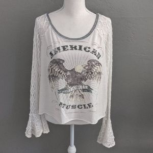 NWT WHITE CROW EAGLE CROP/SHORTER TOP